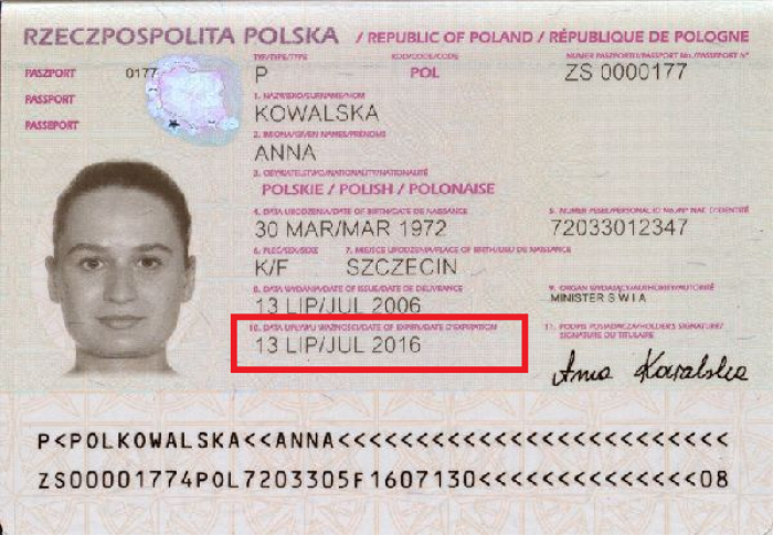 Data waznosci paszportu dla wniosku ESTA