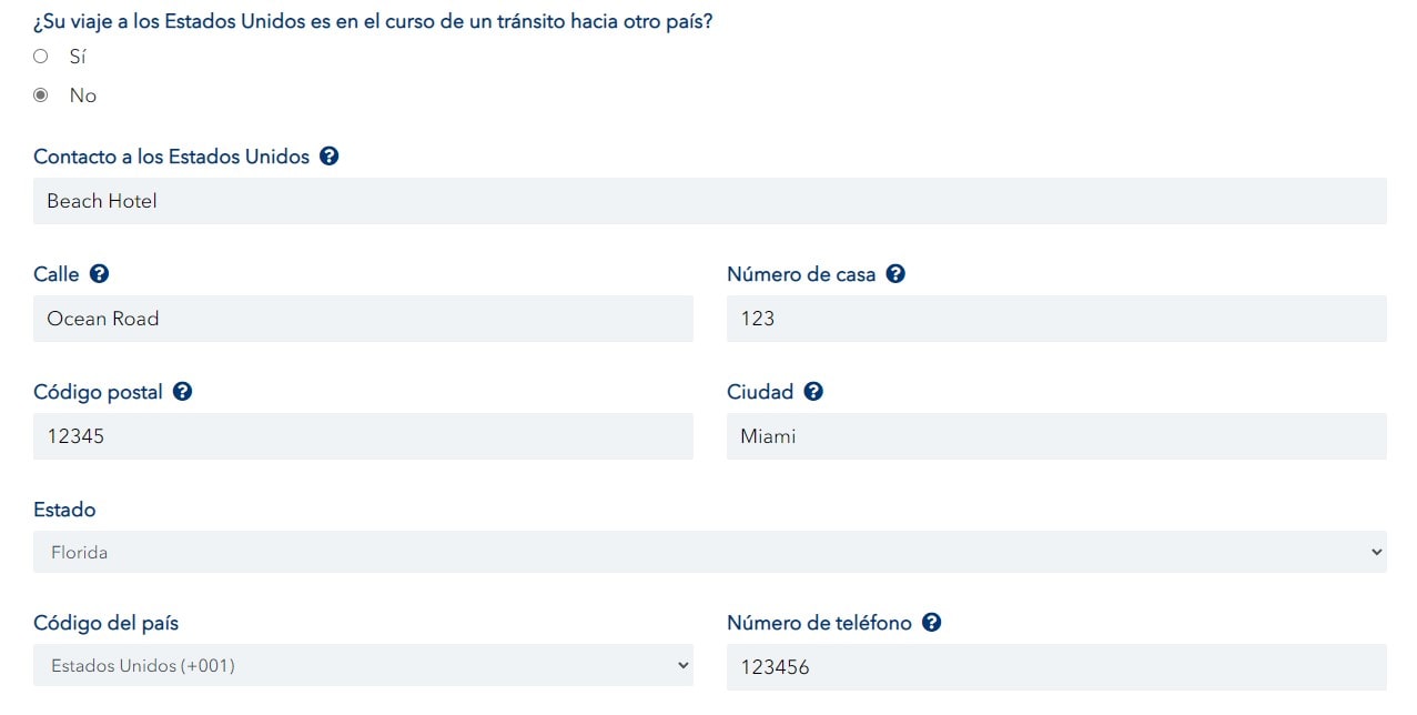 Dirección en Estados Unidos